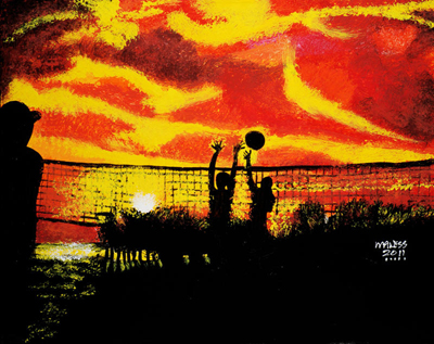 Sunset Volley Ball - 24x30 - SOLD