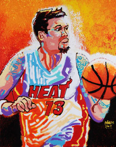 Mike Miller Miami Heat - 24x30 - SOLD