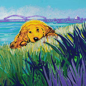 Puppy on the River - 30x30 - ?